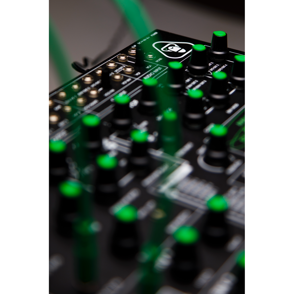 swEnigiser Limited Edition patch section close-up with green patch cables