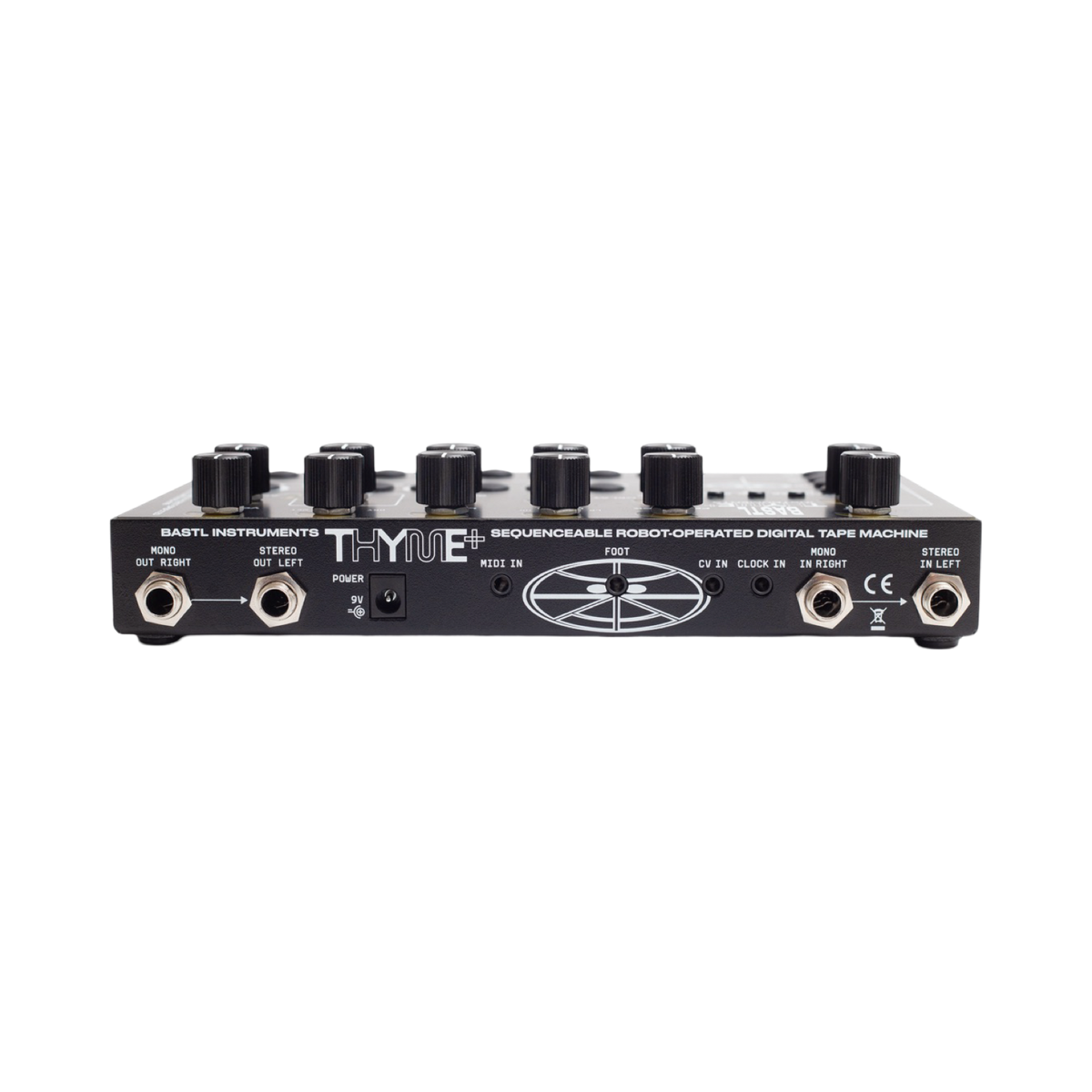 Bastl Thyme+ Rückseite mit Audio-, MIDI-, CV- und Clock-Anschlüssen