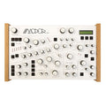 Modor NF-1 digital synthesizer with white panel and angled knobs