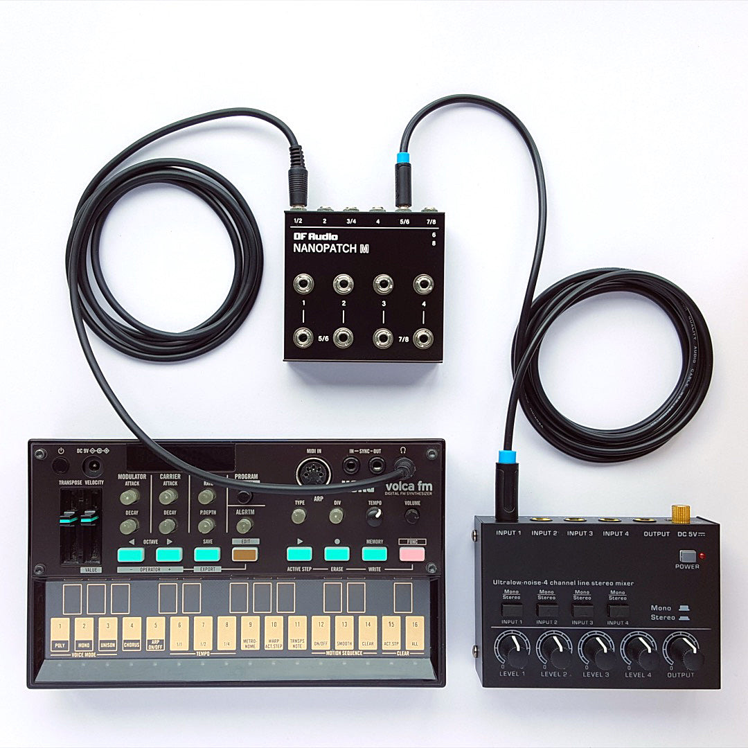 DF Audio Nanopatch M an einen Mixer angeschlossen